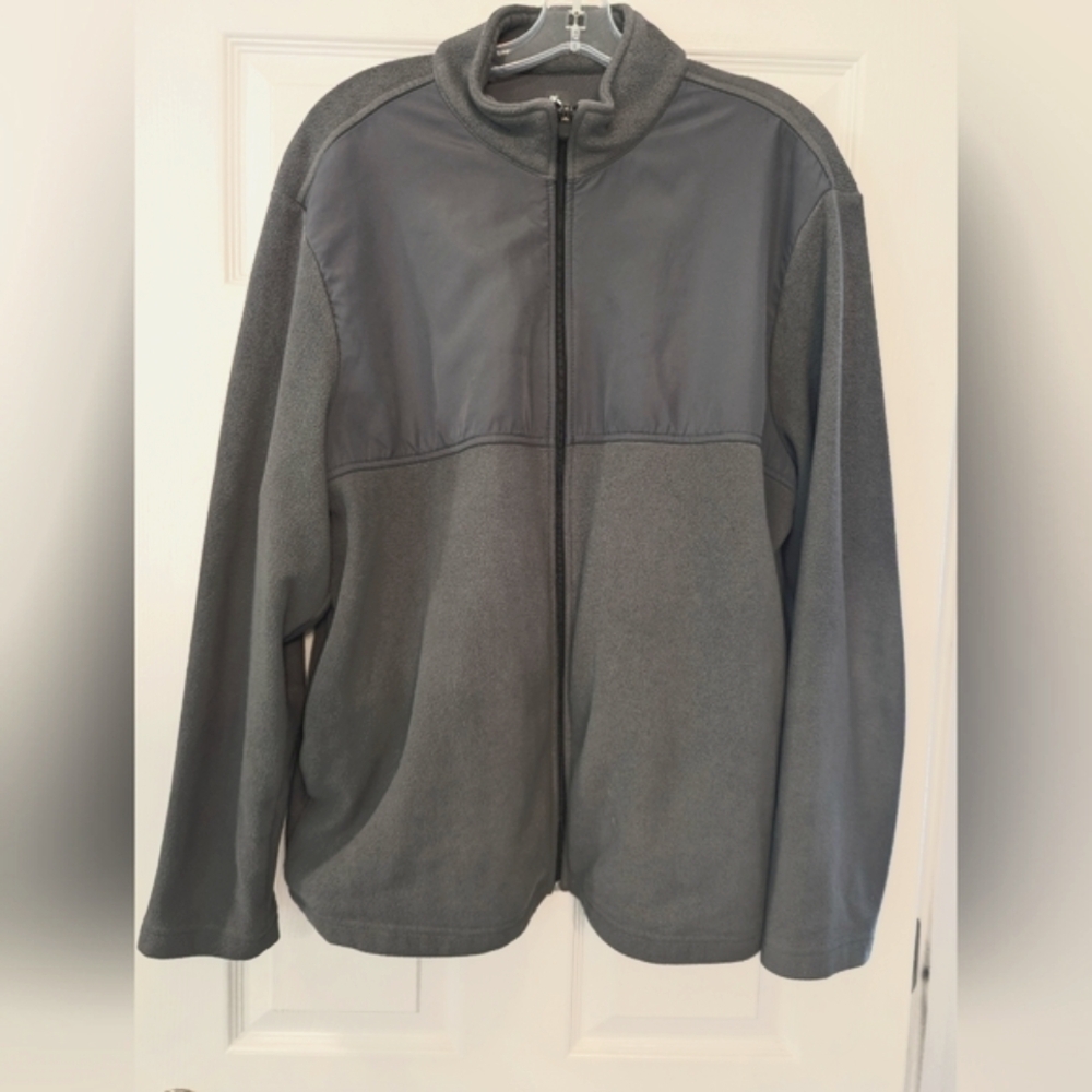 PGA Tour Men's Full Zip gray Jacket Fleece Golf resist moisture Sweatshirt sz L